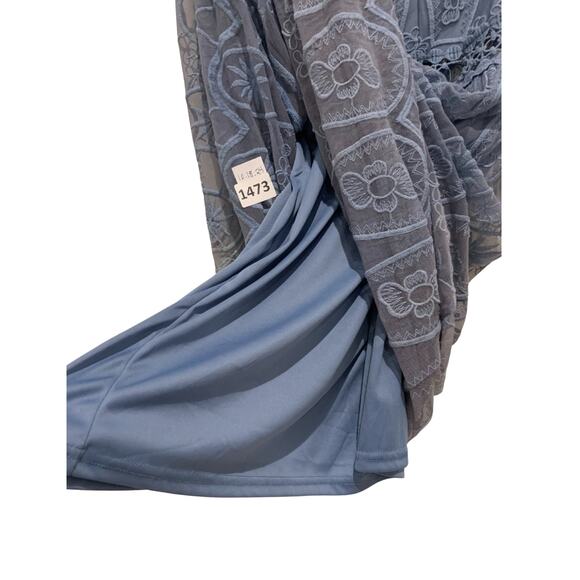 She + Sky Women's Embroidered Lace Dress, Blue, Size L - Picture 4 of 7